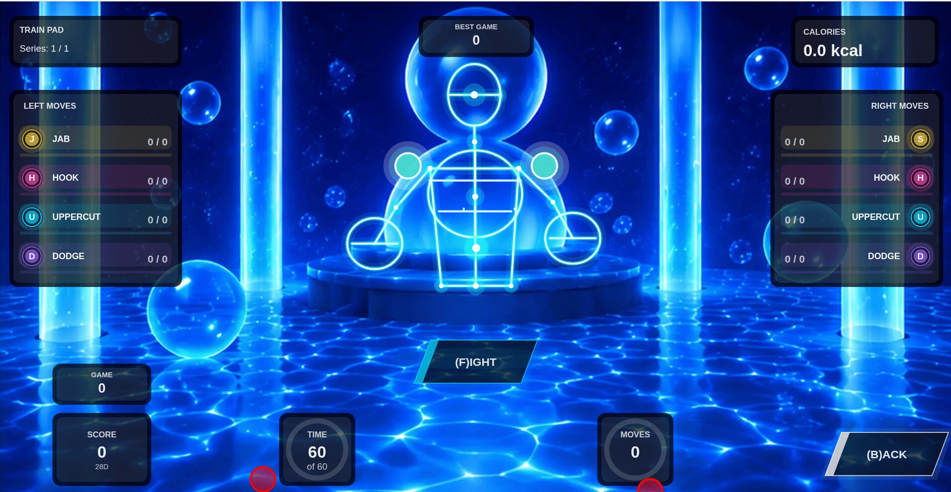 Webcam boxing pad drill running in Box4Fit