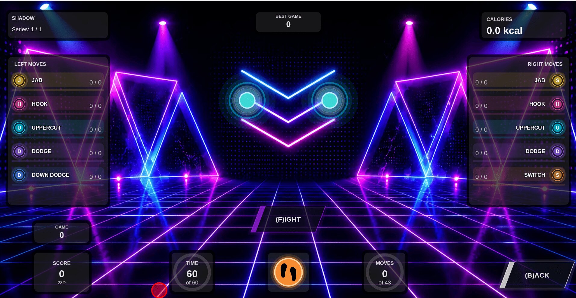 Box4Fit shadow boxing game training screen
